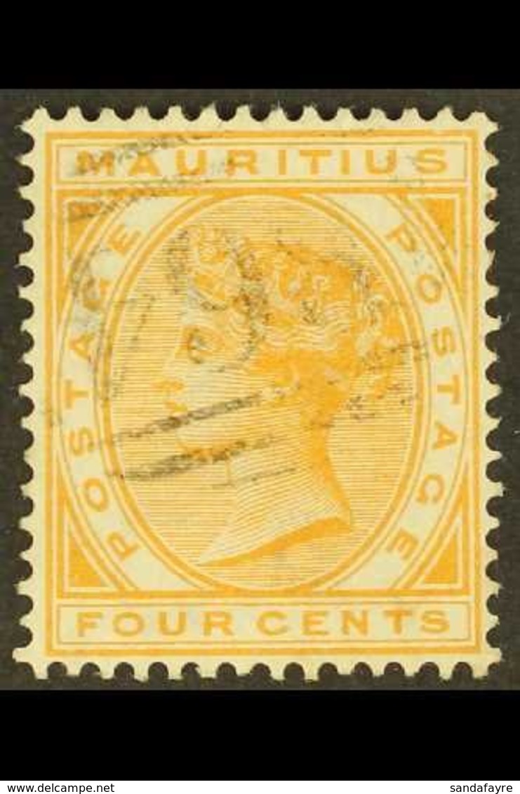 \Y MAURITIUS USED IN\Y 1883-90 4c Orange With "B 64" Cancellation, SG Z57, Very Fine. For More Images, Please Visit Http - Seychellen (...-1976)