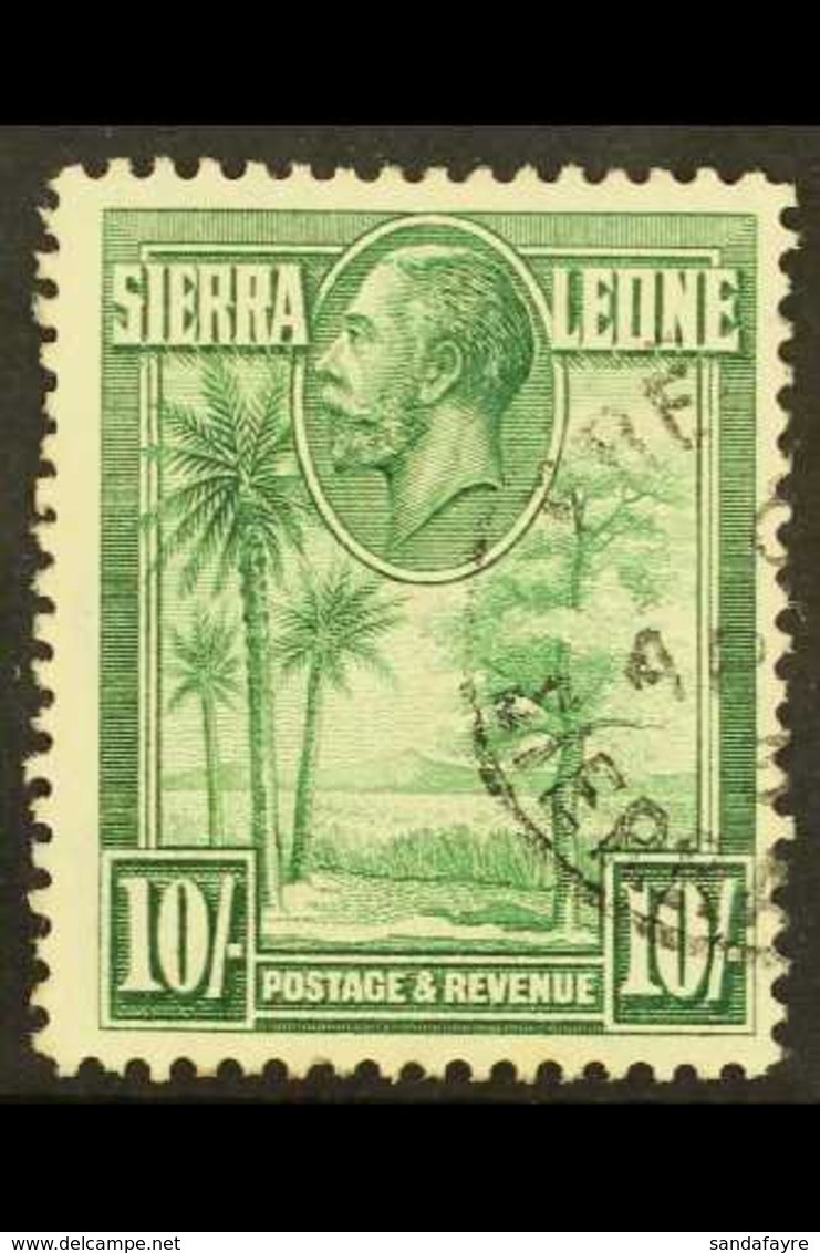\Y 1932\Y KGV "Palms And Cola Tree" 10s Green, SG 166, Fine Cds Used. For More Images, Please Visit Http://www.sandafayr - Sierra Leone (...-1960)