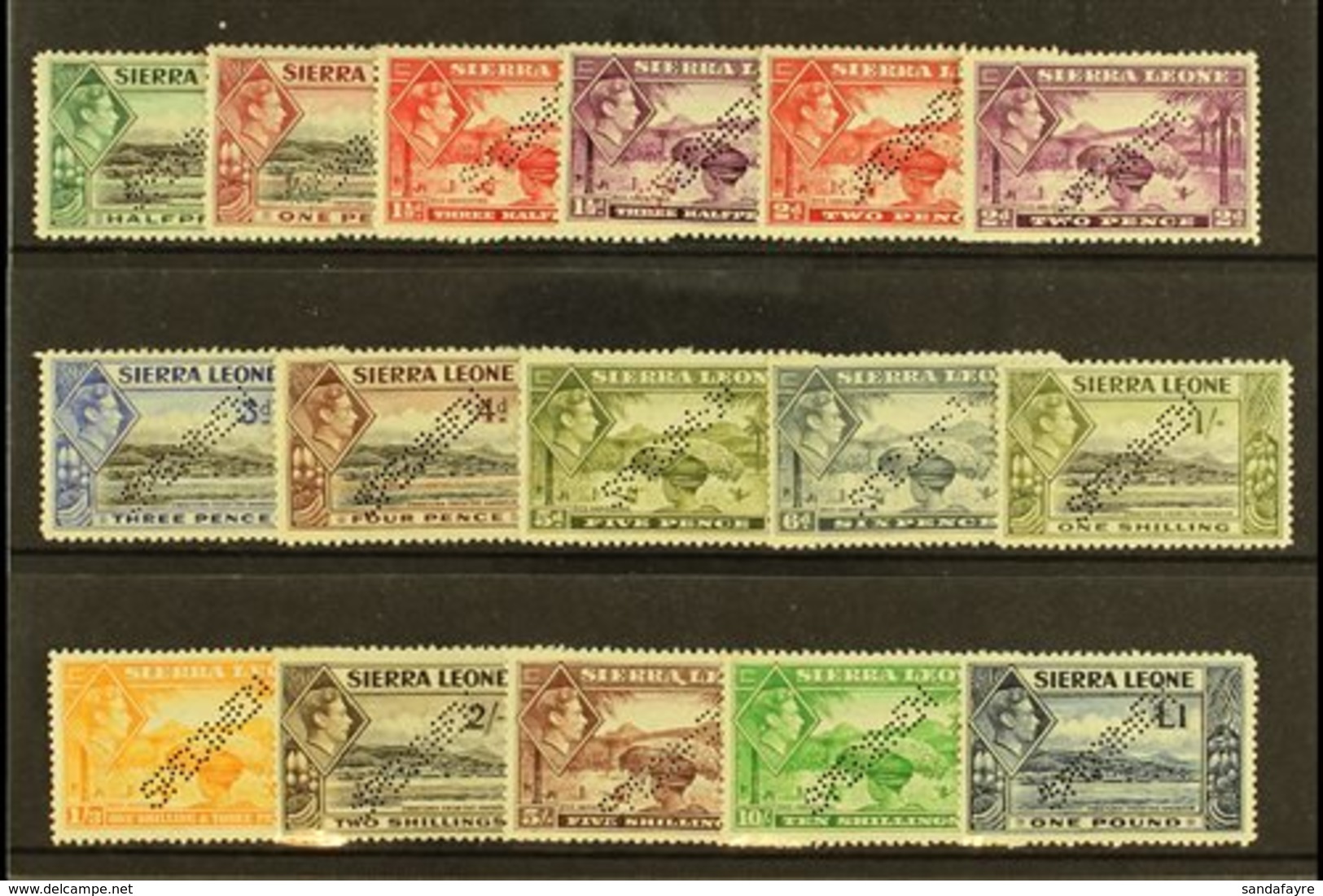 \Y 1938\Y Geo VI Set Complete, Perforated "Specimen", SG 188s/200s, Very Fine Mint, Large Part Og. Scarce Set. (16 Stamp - Sierra Leone (...-1960)