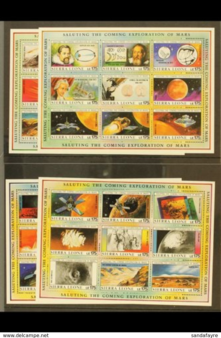 \Y 1990\Y Exploration Of Mars Complete Set, SG 1380/1415, As Superb Never Hinged Mint Se-tenant SHEETLETS, Fresh. (4 She - Sierra Leone (...-1960)