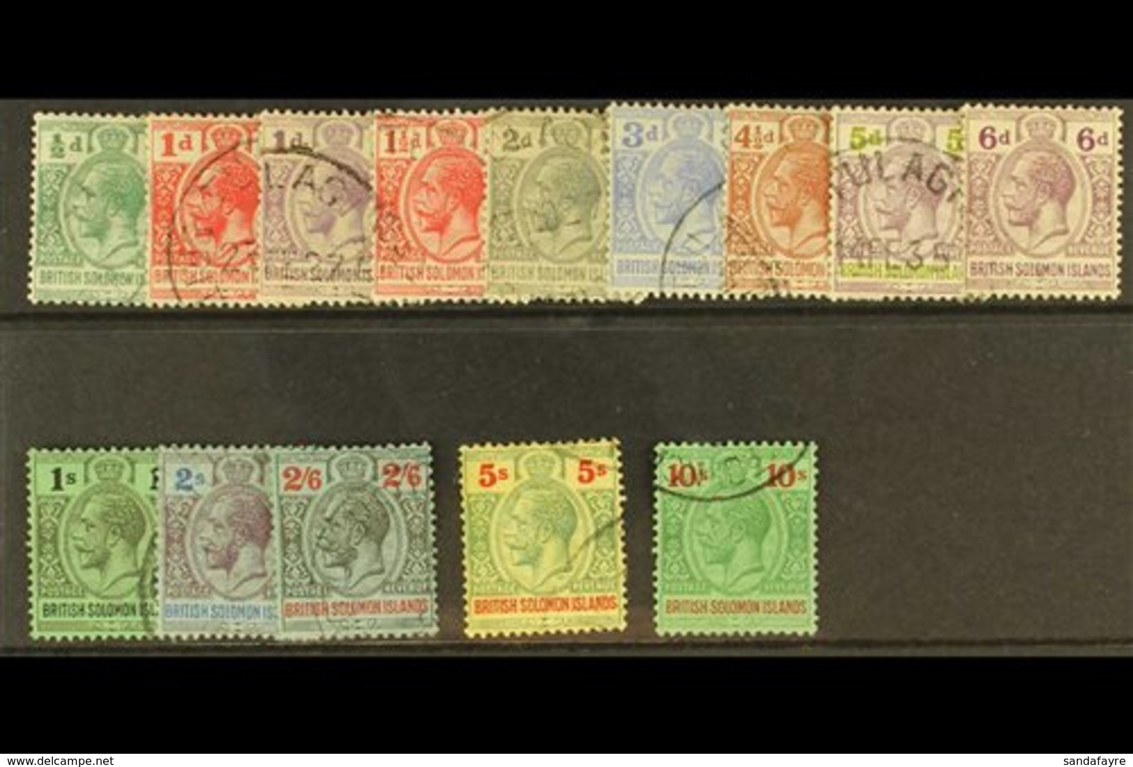 \Y 1922-31\Y Script Watermark Set (less 4d), SG 39/52, Fine Cds Used. (14 Stamps) For More Images, Please Visit Http://w - British Solomon Islands (...-1978)