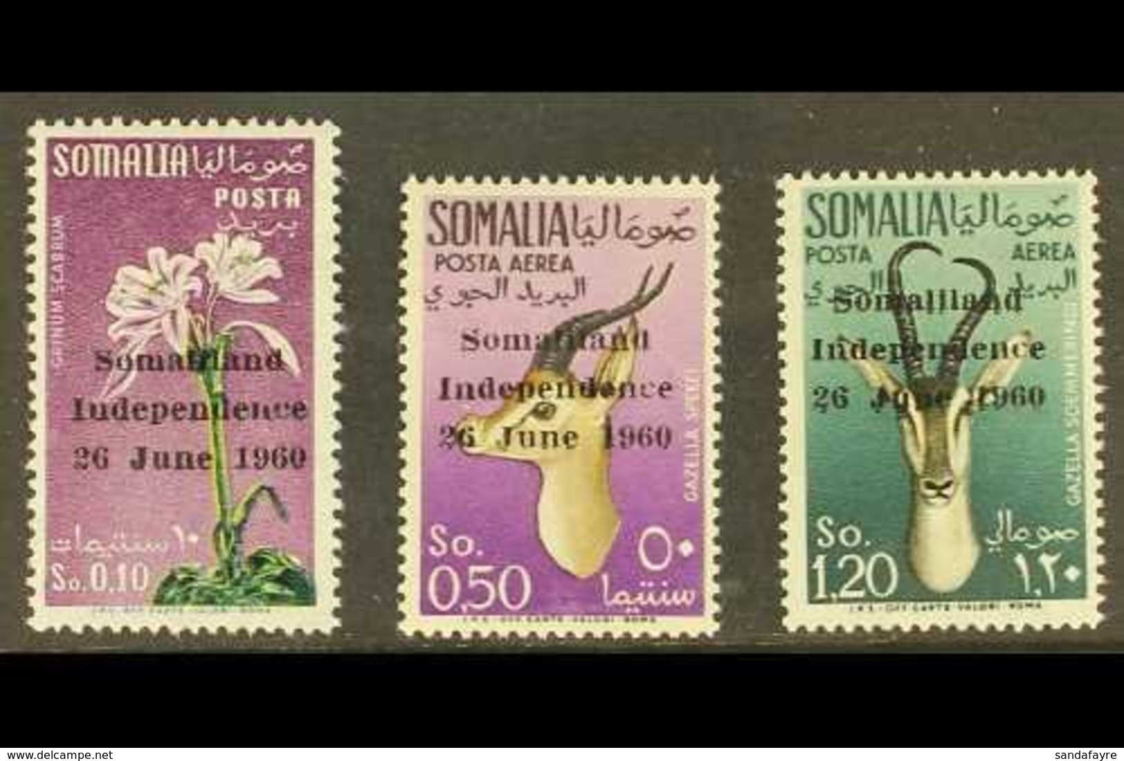 \Y 1960\Y "Somaliland Independence" Overprints Complete Set (SG 353/55, Scott 242 & C68/69), Never Hinged Mint, Fresh. ( - Somalia (1960-...)