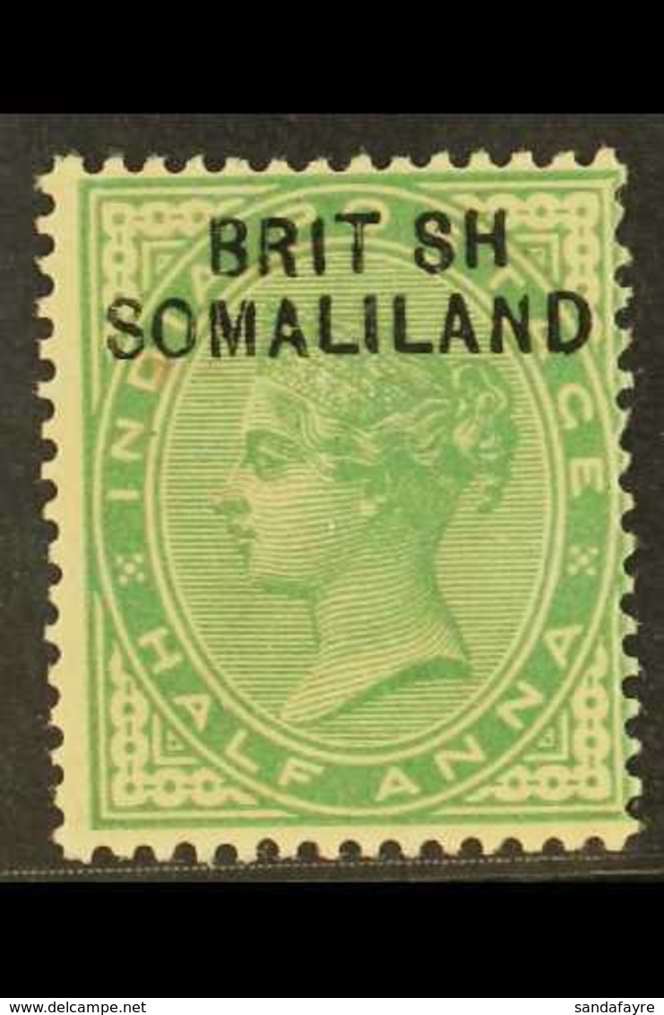 \Y 1903\Y ½a Yellow-green With Opt At Top Of Stamp With "BRIT SH" Variety, SG 1a, Mint, Small Red Red Mark On Surface. F - Somaliland (Herrschaft ...-1959)