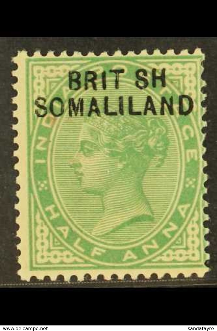 \Y 1903\Y ½a Yellow-green With Opt At Top Of Stamp With "BRIT SH" Variety, SG 1a, Mint, Small Red Red Mark On Surface. F - Somaliland (Protectorat ...-1959)