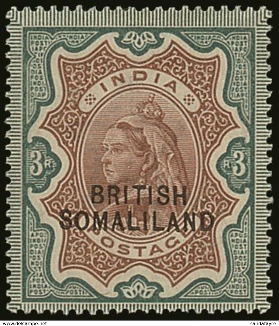 \Y 1903\Y 3r Brown And Green With Opt At Bottom, SG 23, Lightly Hinged Mint. For More Images, Please Visit Http://www.sa - Somaliland (Protectorat ...-1959)