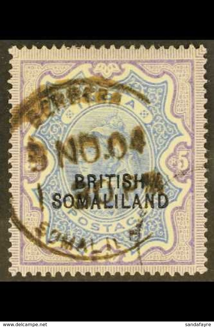 \Y 1903\Y 5r Ultramarine And Violet, Overprint At Foot, SG 24, Fine Berbera Cds Used. For More Images, Please Visit Http - Somaliland (Herrschaft ...-1959)