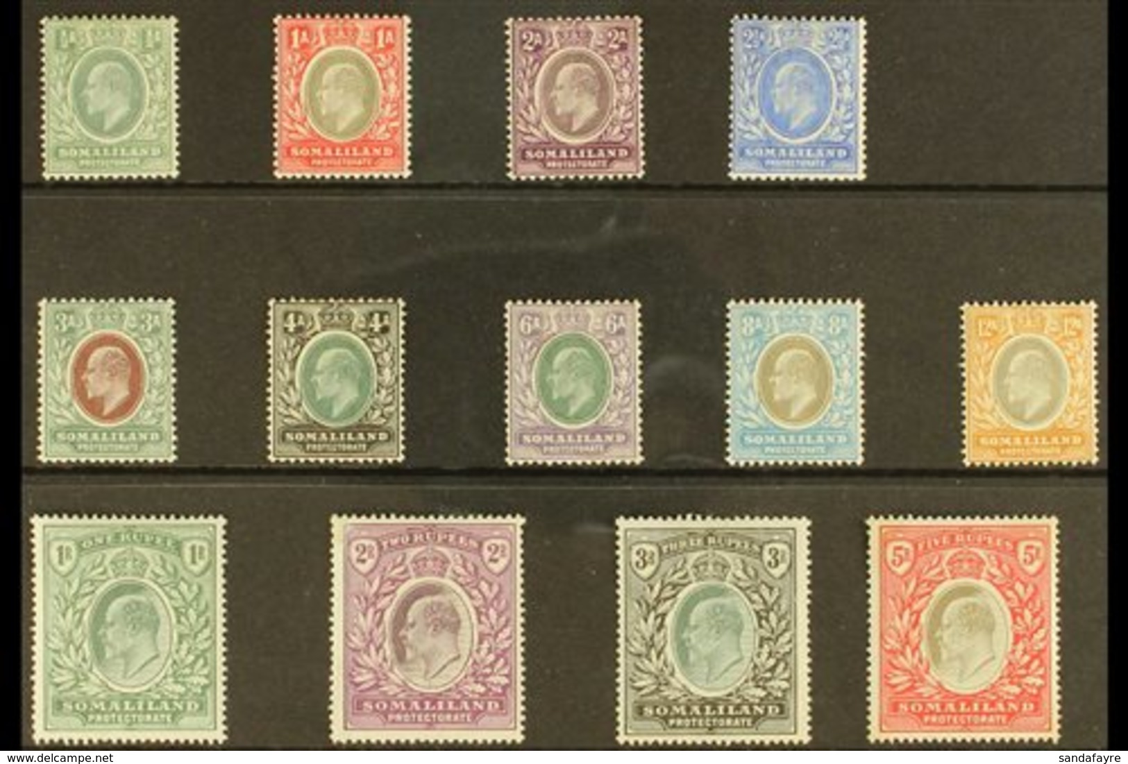 \Y 1904\Y KEVII Complete Definitive Set, SG 32/44, Fine Mint, 3r With A Light Crease. (13 Stamps) For More Images, Pleas - Somaliland (Protectorate ...-1959)