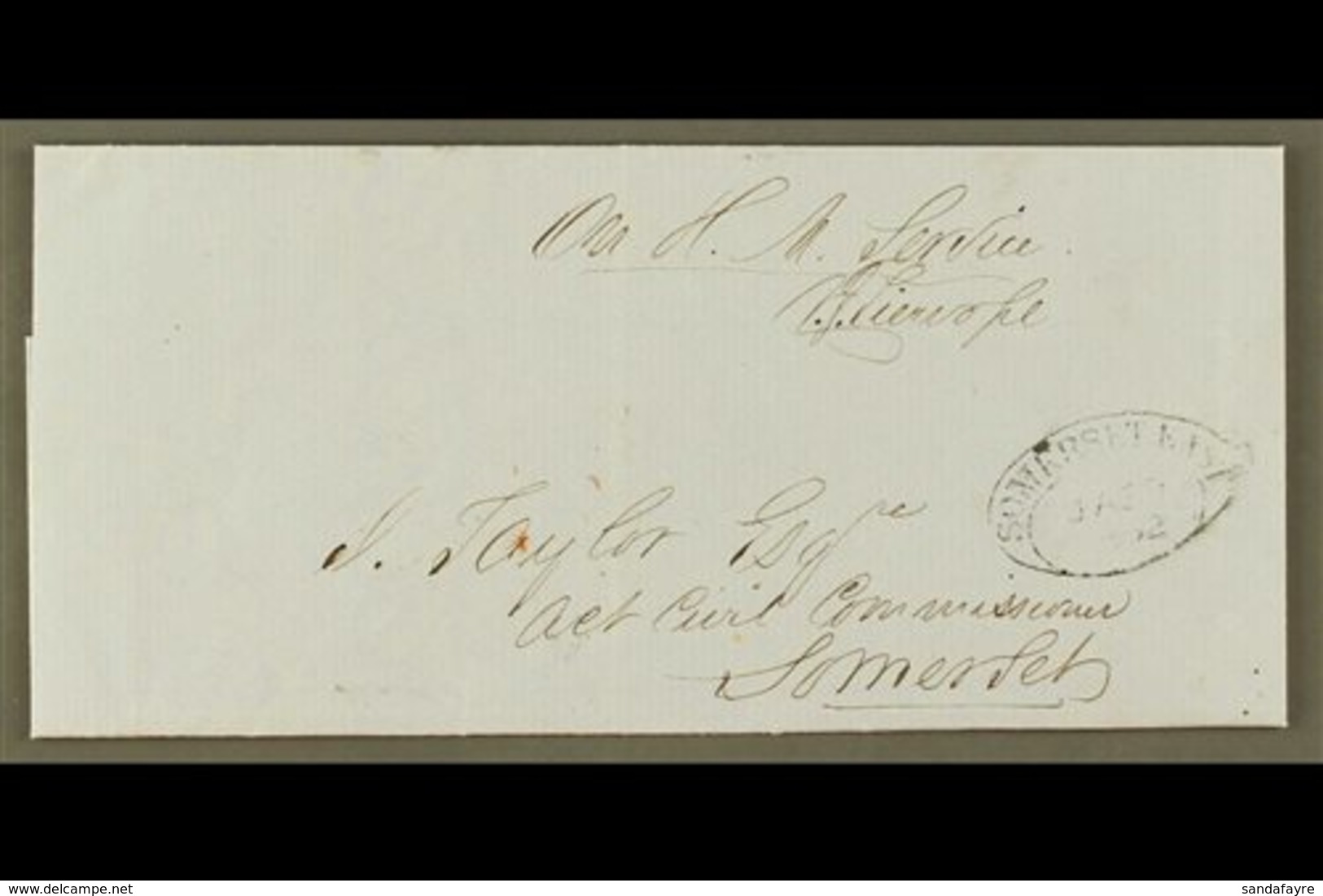 \Y CAPE\Y 1862 (29 Jan) Cover From Pearston To Somerset East, With Dated Oval Handstamp In Red On Reverse, Oval Arrival  - Unclassified