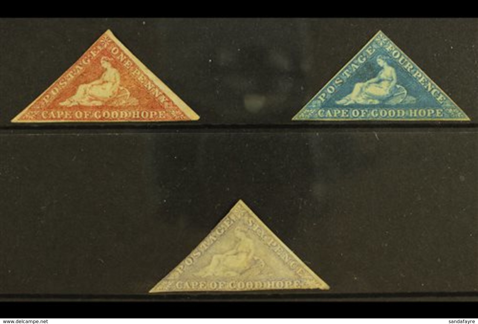 \Y CAPE OF GOOD HOPE\Y 1855 Unused Selection With 1d Brick Red, 4d Blue, 6d Pale Rose Lilac On White . Cat SG £7200. (4  - Unclassified