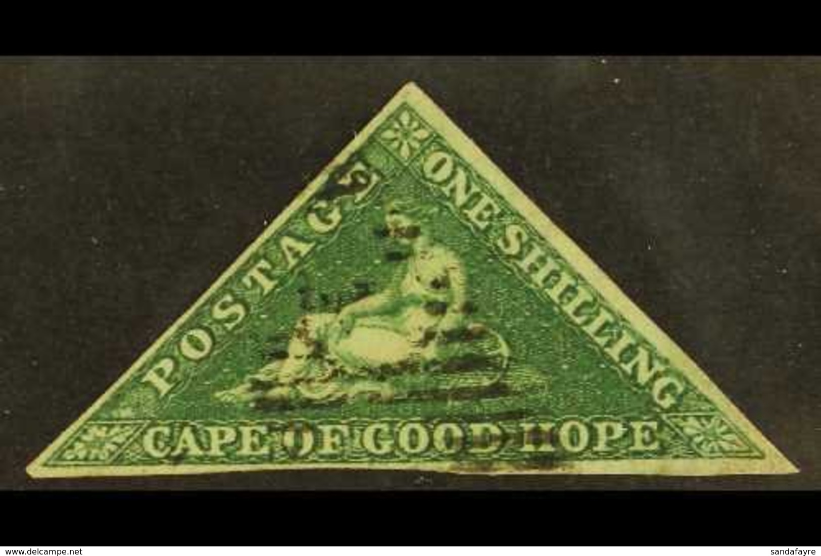 \Y CAPE OF GOOD HOPE\Y 1855-63 1s Deep Dark Green, SG 8b, Used With 3 Margins For More Images, Please Visit Http://www.s - Unclassified