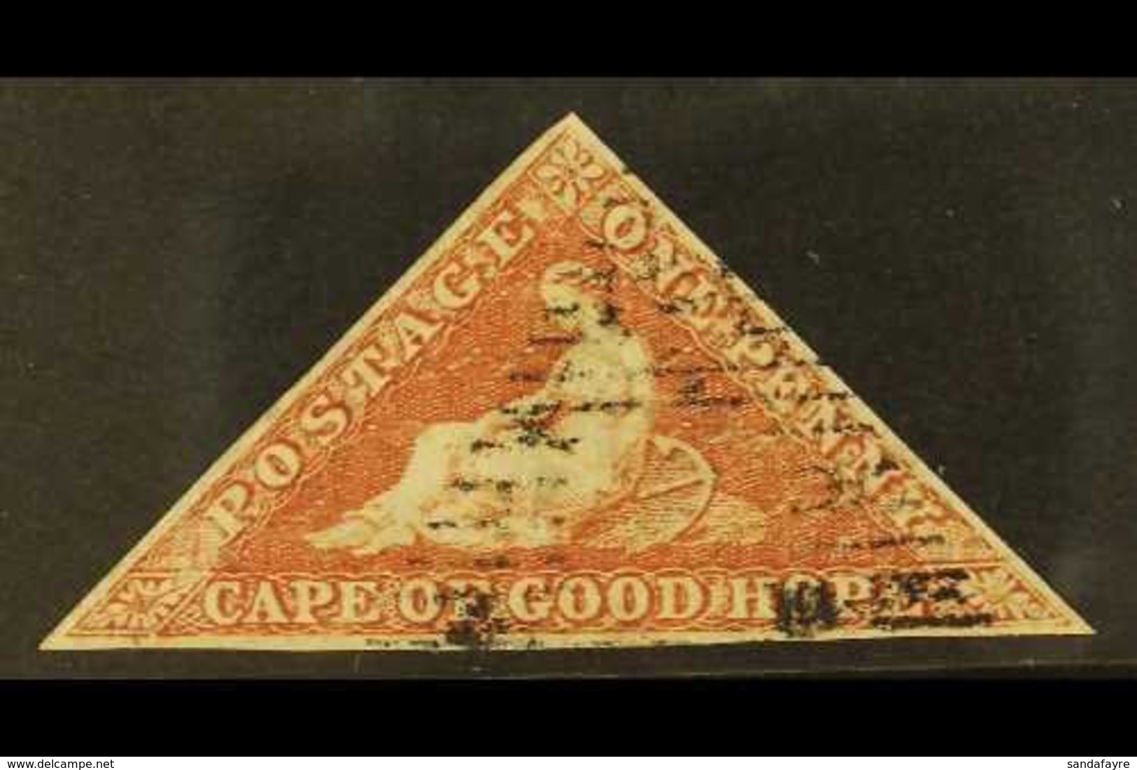 \Y CAPE OF GOOD HOPE\Y 1853 1d Pale Brick Red On Deeply Blued Paper, SG 1, Used With 3 Margins, Cat £450. For More Image - Zonder Classificatie