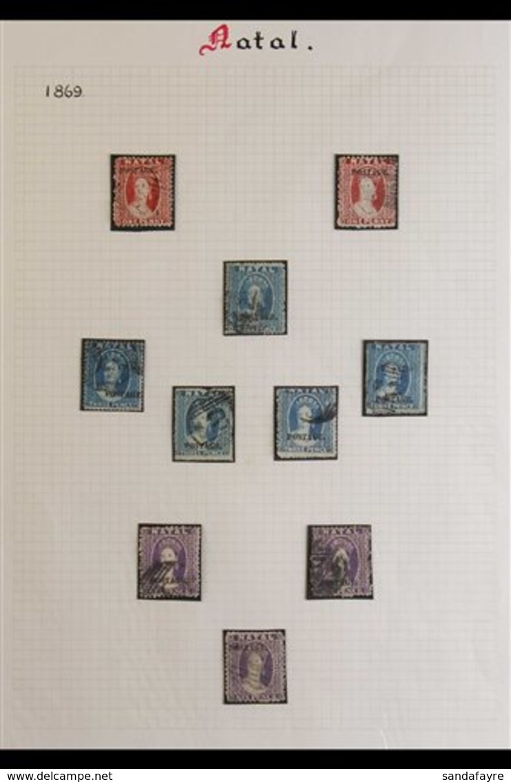 \Y NATAL\Y 1869 "Postage" Ovpts, "small Capitals With Stop", SG Type 7e, With 1d Bright Red (2), 3d Blue Clean Cut Perf, - Unclassified