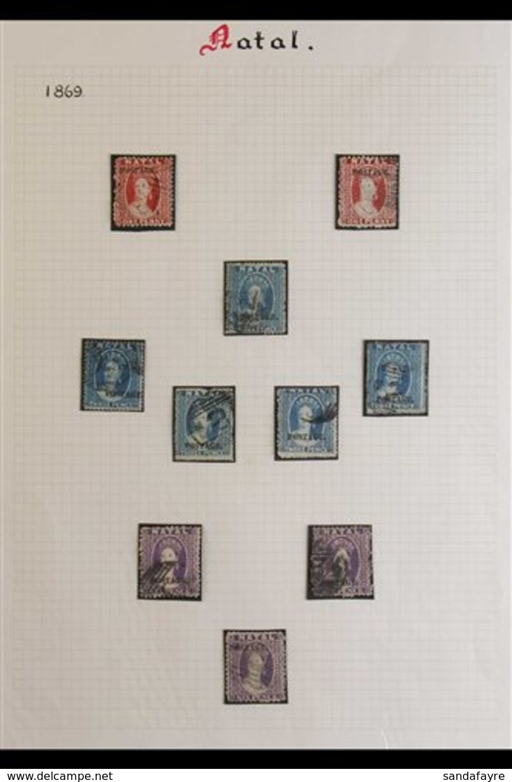 \Y NATAL\Y 1869 "Postage" Ovpts, "small Capitals With Stop", SG Type 7e, With 1d Bright Red (2), 3d Blue Clean Cut Perf, - Non Classés