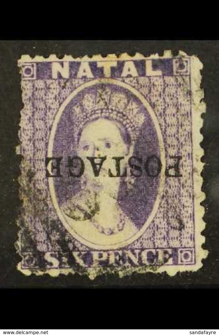 \Y NATAL\Y 1875 6d Violet Ovptd "Postage" Locally, Variety "ovpt Inverted", SG 83b, Good Used. RPS Cert. For More Images - Non Classés