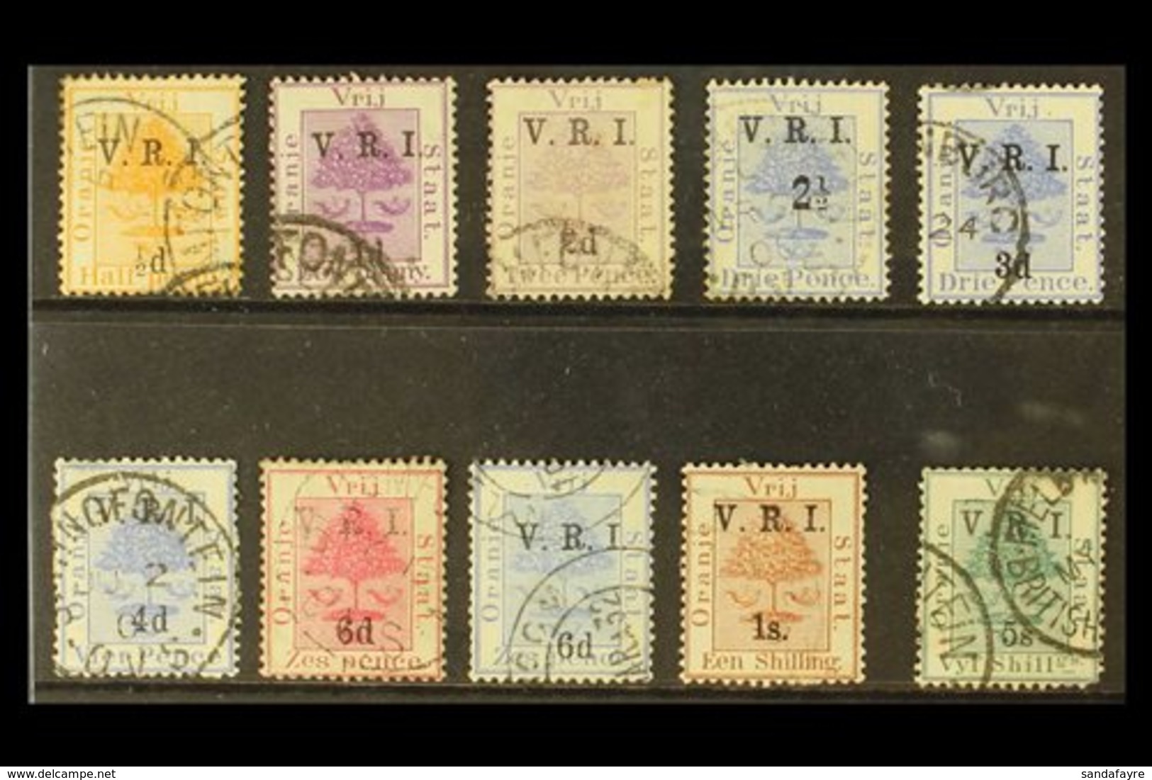 \Y ORANGE FREE STATE\Y 1900 First Printing With Level Stops Set, SG 101/111, Cds Used, The 5s With A Thin. (10 Stamps) F - Unclassified