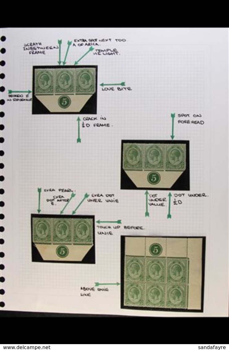 \Y 1913-24 KING'S HEADS COLLECTION\Y STAMPS, CONTROL BLOCKS & MINOR VARIETIES On Values To 5s, Presented On Album Pages. - Non Classés