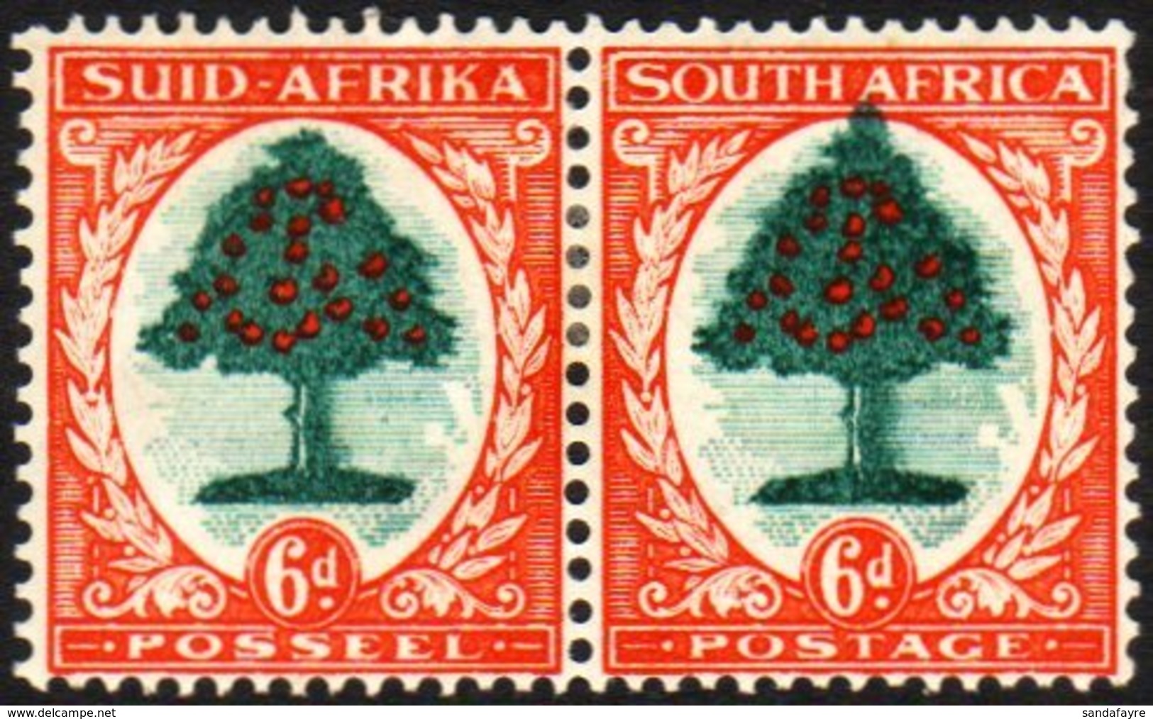 \Y 1933-48\Y 6d Die I, EXTENDED TREE VARIETY (Union Handbook V1), SG.61, Mint, Heavier Hinge Remains. For More Images, P - Unclassified