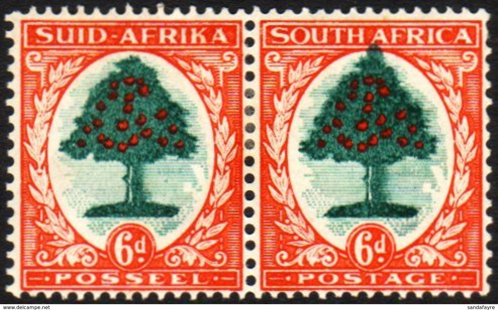 \Y 1933-48\Y 6d Die I, EXTENDED TREE VARIETY (Union Handbook V1), SG.61, Mint, Heavier Hinge Remains. For More Images, P - Non Classés