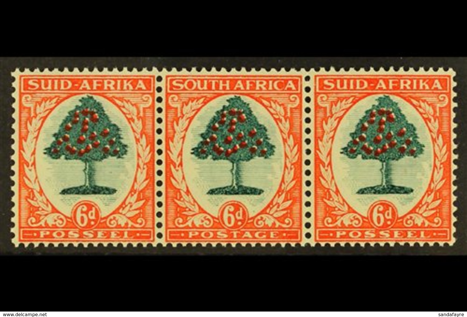 \Y 1933-48\Y 6d Green & Vermilion, Die I, SG 61, Never Hinged Mint In A Strip Of 3 (seemed A Shame To Split A Stamp Off) - Unclassified