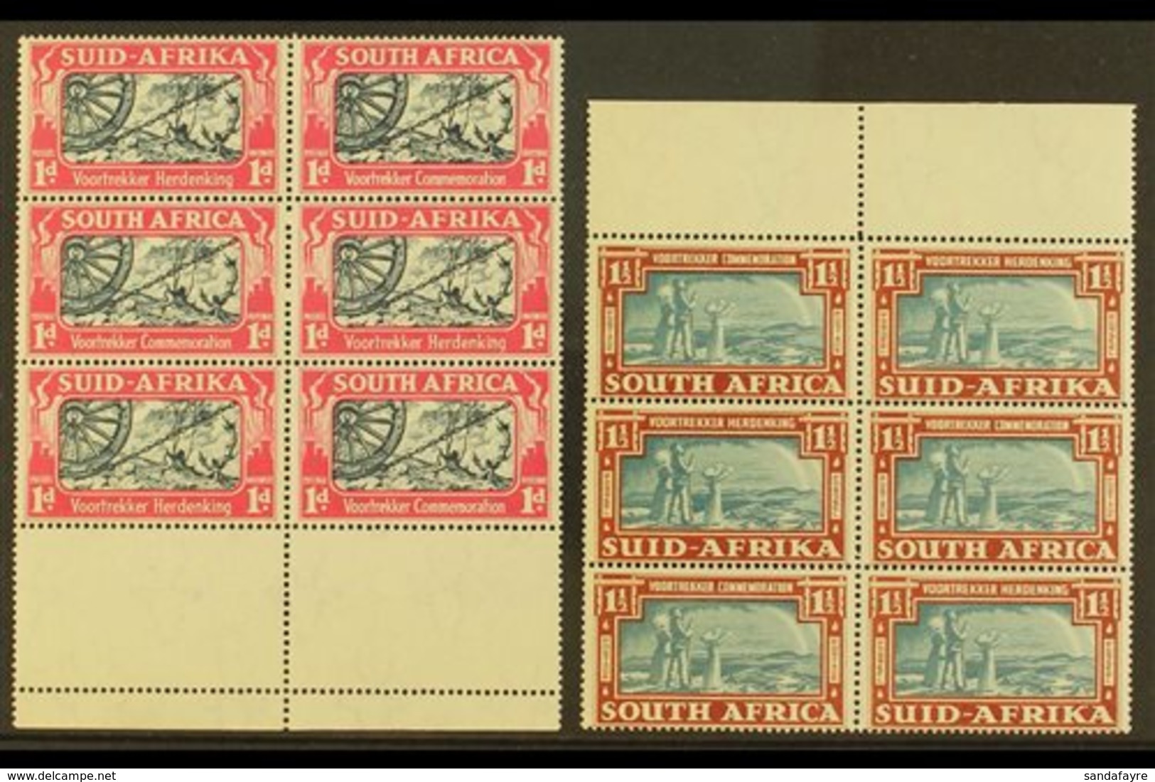 \Y 1938\Y Voortrekker Commemoration Set, SG 80/81, Never Hinged Mint Marginal Blocks Of 6. (12 Stamps) For More Images,  - Unclassified