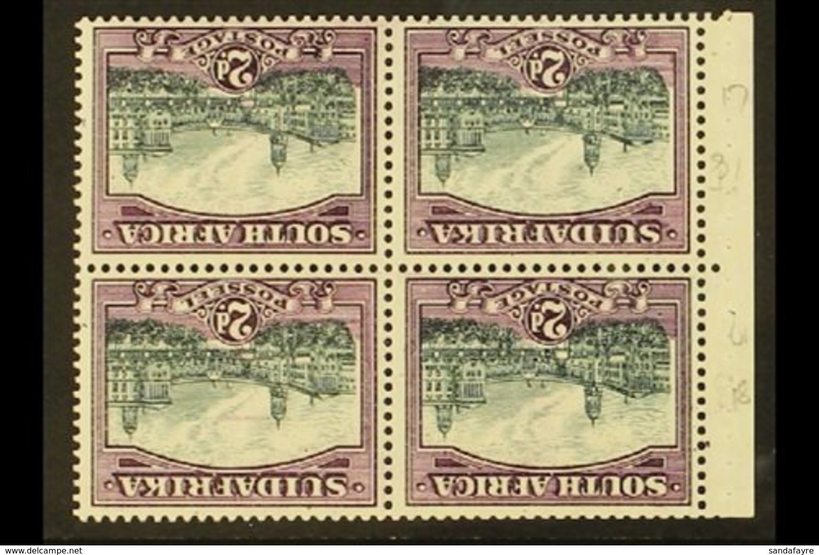 \Y BOOKLET PANE\Y 1931 2d Watermark Inverted, COMPLETE PANE OF FOUR From Rare 1931 3s Rotogravure Booklets, As SG 44bw,  - Non Classés