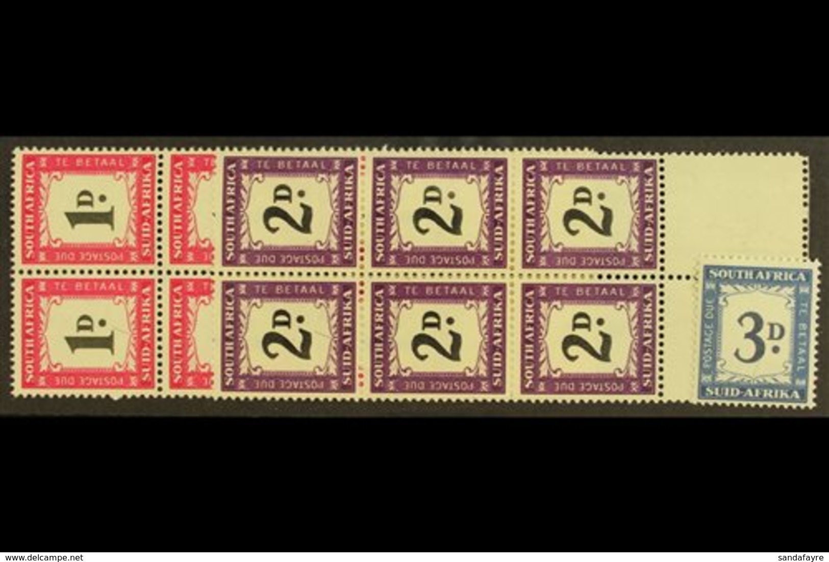 \Y POSTAGE DUE VARIETY\Y 1950-8 1d, 2d & 3d Diagonal Line Below Value Varieties, D39/41, 3d Is A Single Stamp, 1d & 2d I - Non Classés