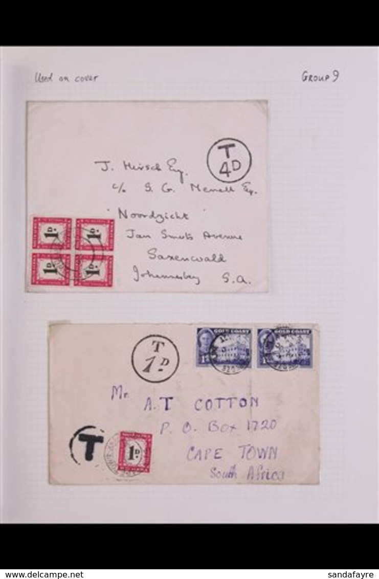\Y POSTAGE DUES\Y 1950-8 USED ON COVERS COLLECTION presented On Pages, We See Nine Covers Including 1d Block Of Four On  - Unclassified