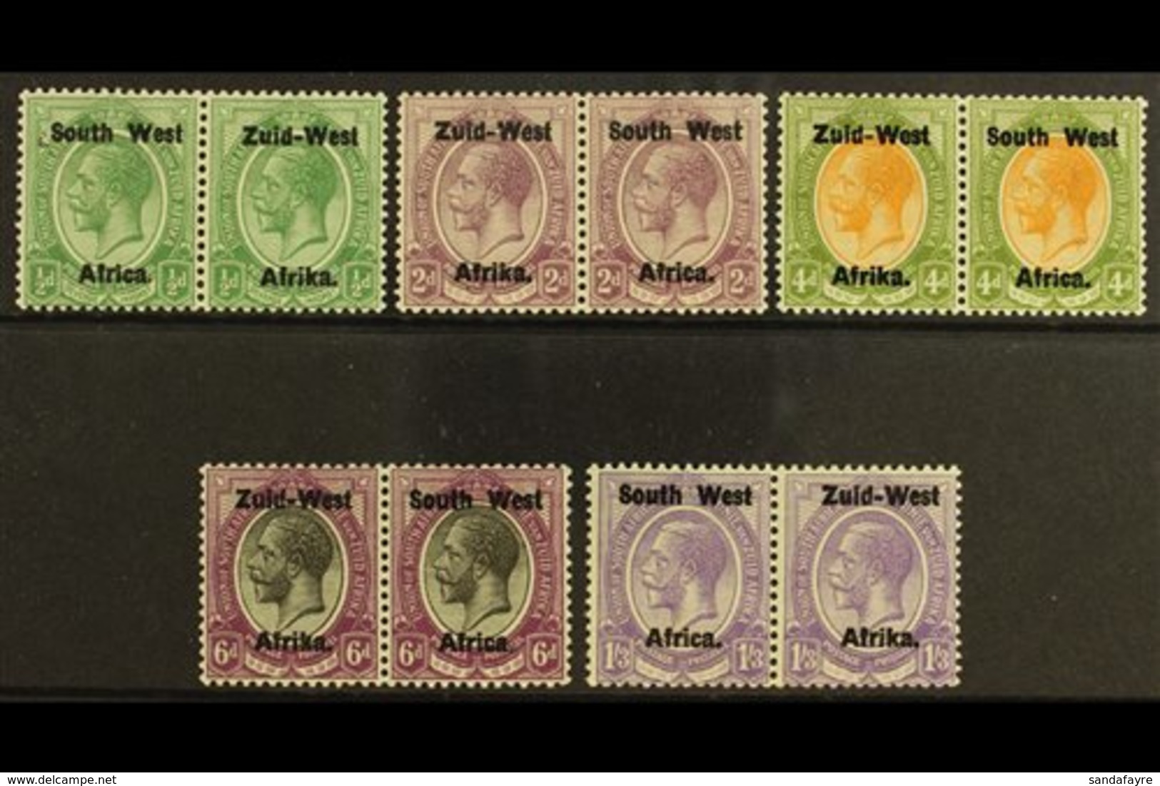 \Y 1923\Y Setting I, ½d, 2d, 4d, 6d & 1s3d With Litho Overprints (bold, Shiny Ink), SG 1d, 3c, 5a, 6a, 8b, 1s3d Average  - Südwestafrika (1923-1990)