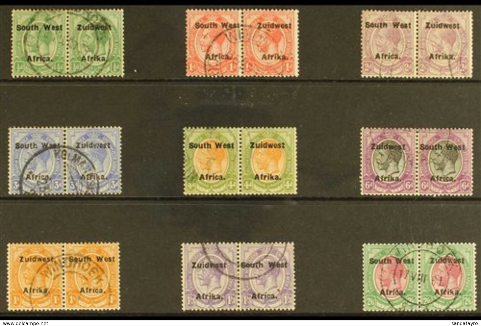 \Y 1924-26\Y KGV Fine Used Definitive Set To 2s6d, Setting  VI, SG 29/37, In Correct Units / Horizontal Pairs. Useful Ra - South West Africa (1923-1990)