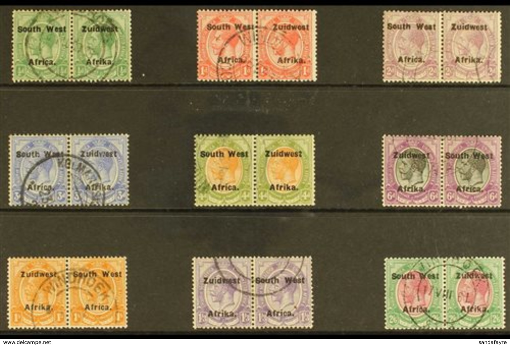 \Y 1924-26\Y KGV Fine Used Definitive Set To 2s6d, Setting  VI, SG 29/37, In Correct Units / Horizontal Pairs. Useful Ra - Afrique Du Sud-Ouest (1923-1990)