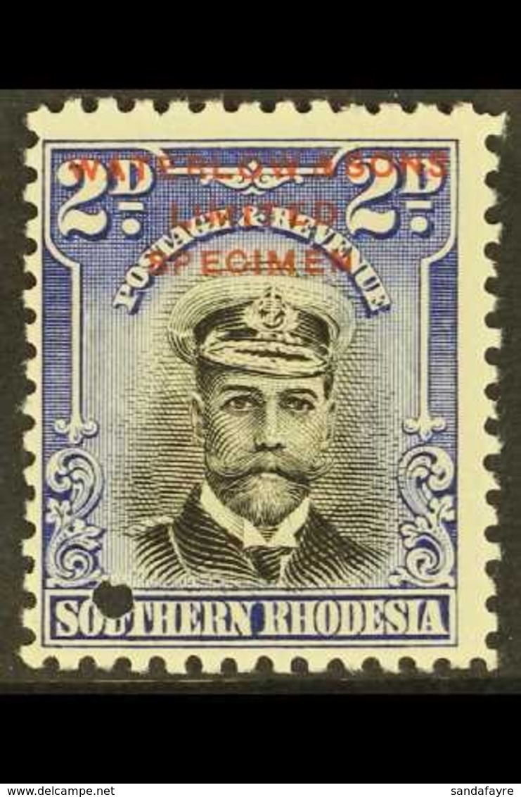 \Y 1924/9\Y 2d Admiral In Black And Ultramarine, Perf 12½, Printers Sample, Overprinted "Waterlow & Sons / Limited / Spe - Southern Rhodesia (...-1964)