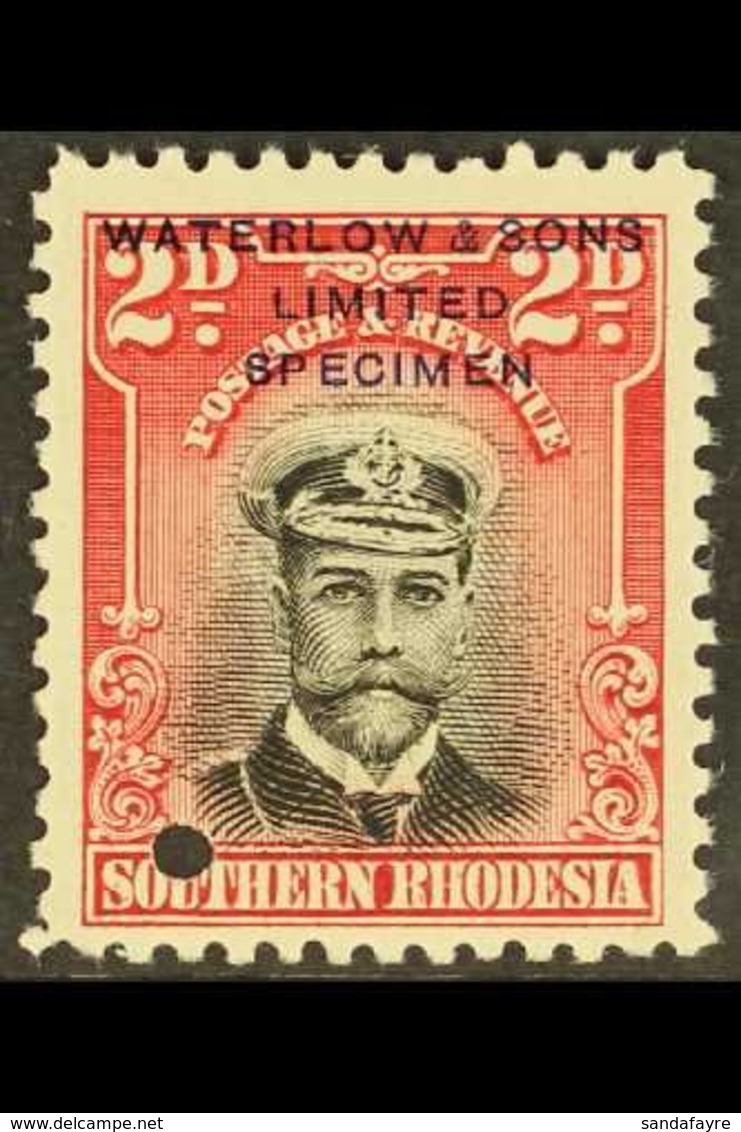 \Y 1924/9\Y 2d Admiral In Black And Carmine, Perf 12½, Printers Sample, Overprinted "Waterlow & Sons / Limited / Specime - Southern Rhodesia (...-1964)