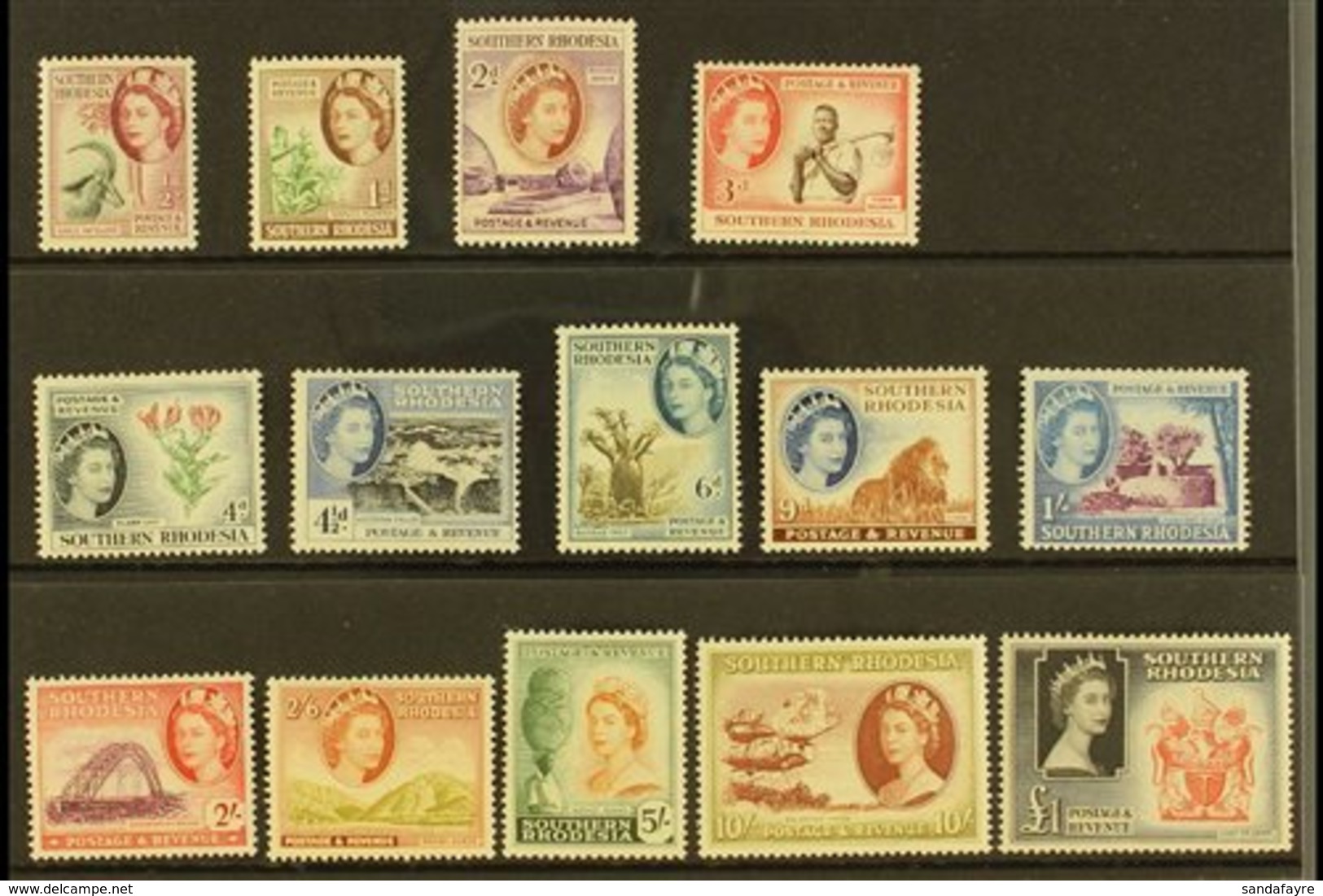 \Y 1953\Y Complete Definitive Set, SG 78/91, Never Hinged Mint (14 Stamps) For More Images, Please Visit Http://www.sand - Southern Rhodesia (...-1964)