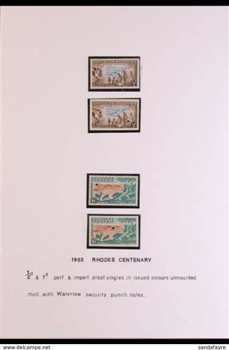 \Y 1953 Rhodes Birth Centenary\Y Complete Set In Corner Blocks Of 4, SG 71/5, With Complete Set As Both Perf And Imperf  - Rhodésie Du Sud (...-1964)