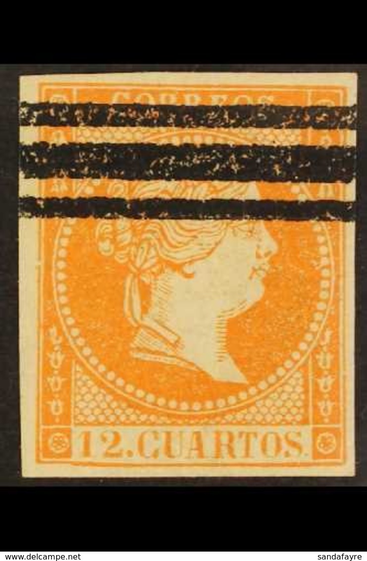 \Y 1859\Y 12c Dark Orange Unissued Stamp With Remainder Bar Cancel (the Only Way Is Exists), Edifil NE1AS, Mint With 4 L - Autres & Non Classés