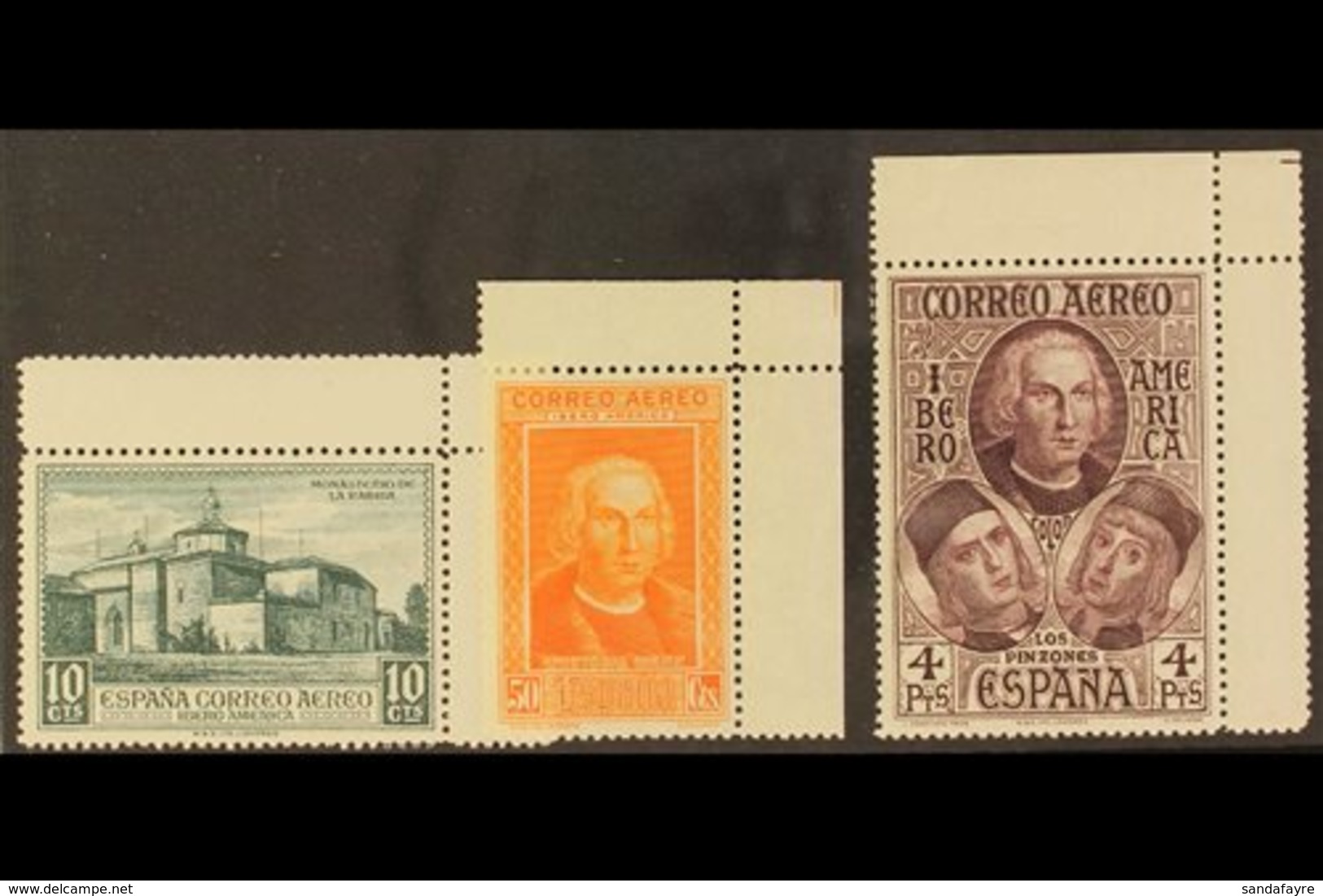 \Y 1930\Y Columbus Air Post UNISSUED COLOURS, The 10c Dark Green. 50c Orange & 4p Violet, Edifil 560cc, 562cc & 564cc, N - Other & Unclassified