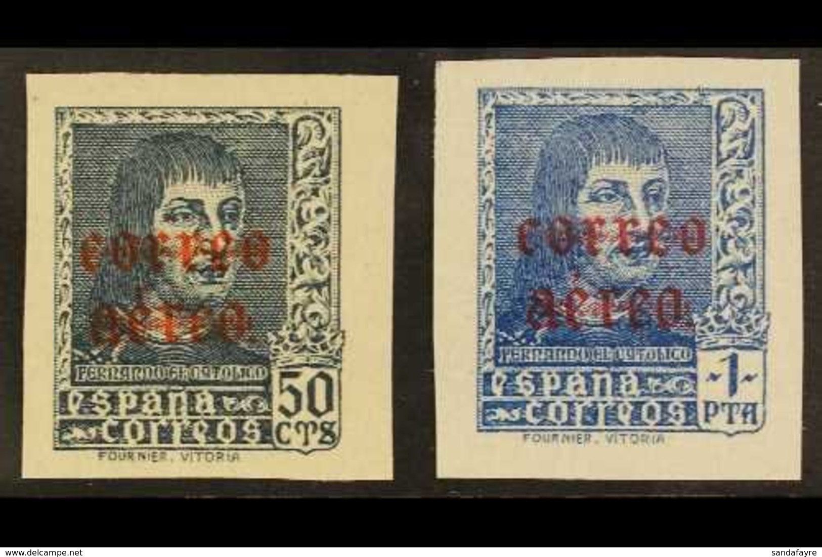 \Y 1938\Y Air "Correo Aereo" Opt'd Set IMPERFORATE, Edifil 845s/846s (SG 922/23 Variety), Never Hinged Mint (2 Stamps) F - Autres & Non Classés