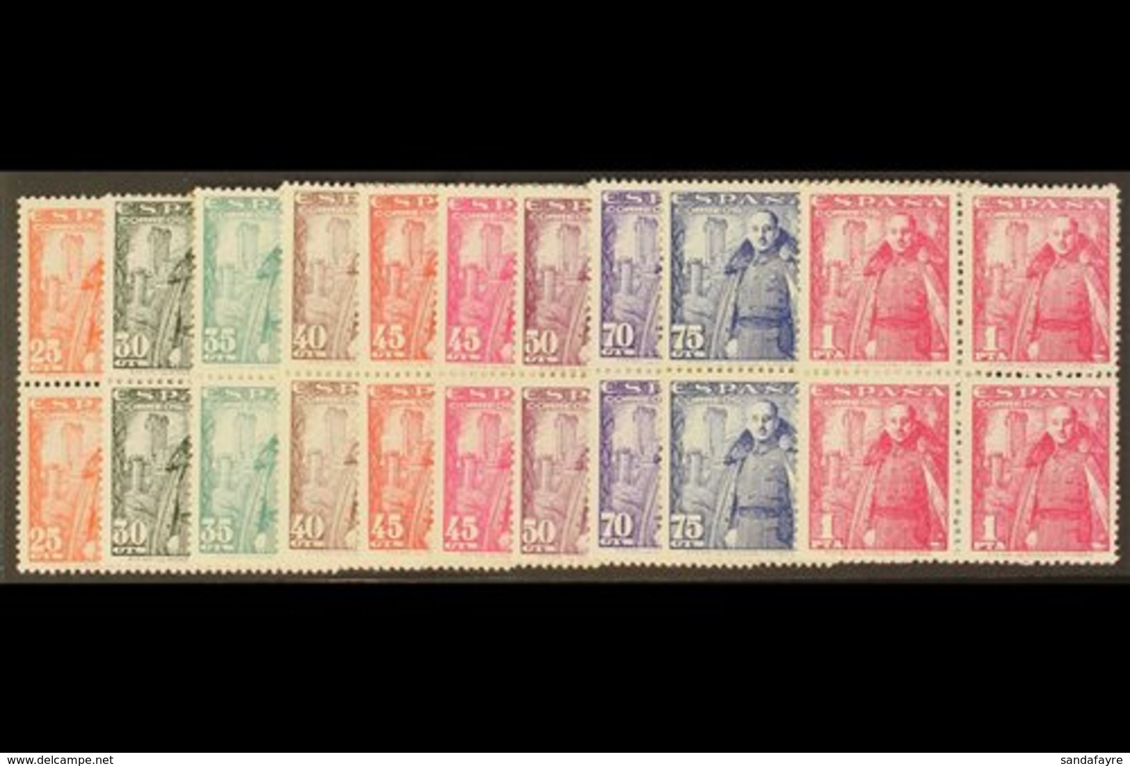 \Y 1948-54\Y General Franco Set Complete, SG 1094/1103 (Edifil 1024/1032), Never Hinged Mint BLOCKS OF FOUR (10x Blocks  - Sonstige & Ohne Zuordnung