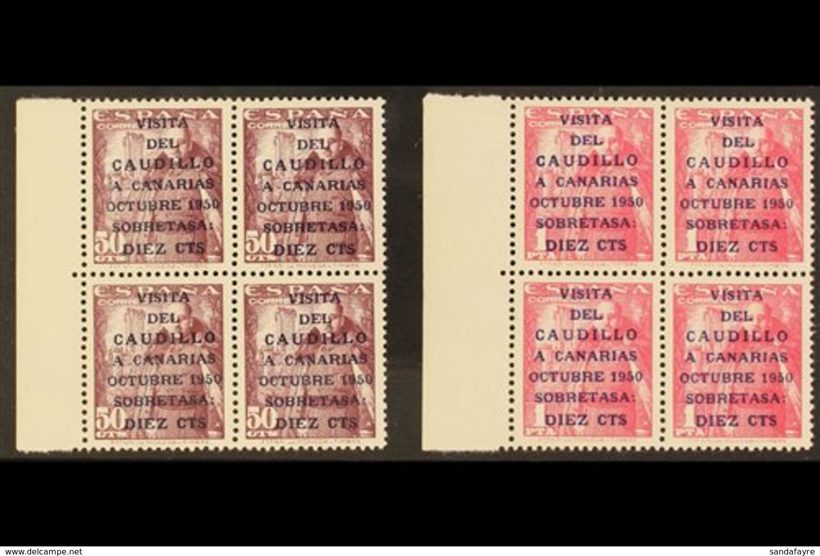 \Y 1950\Y General Franco's Canary Island Visit Set With 16½mm Overprints, SG 1149A/50A (Edifil 1083A/B), Never Hinged Mi - Autres & Non Classés