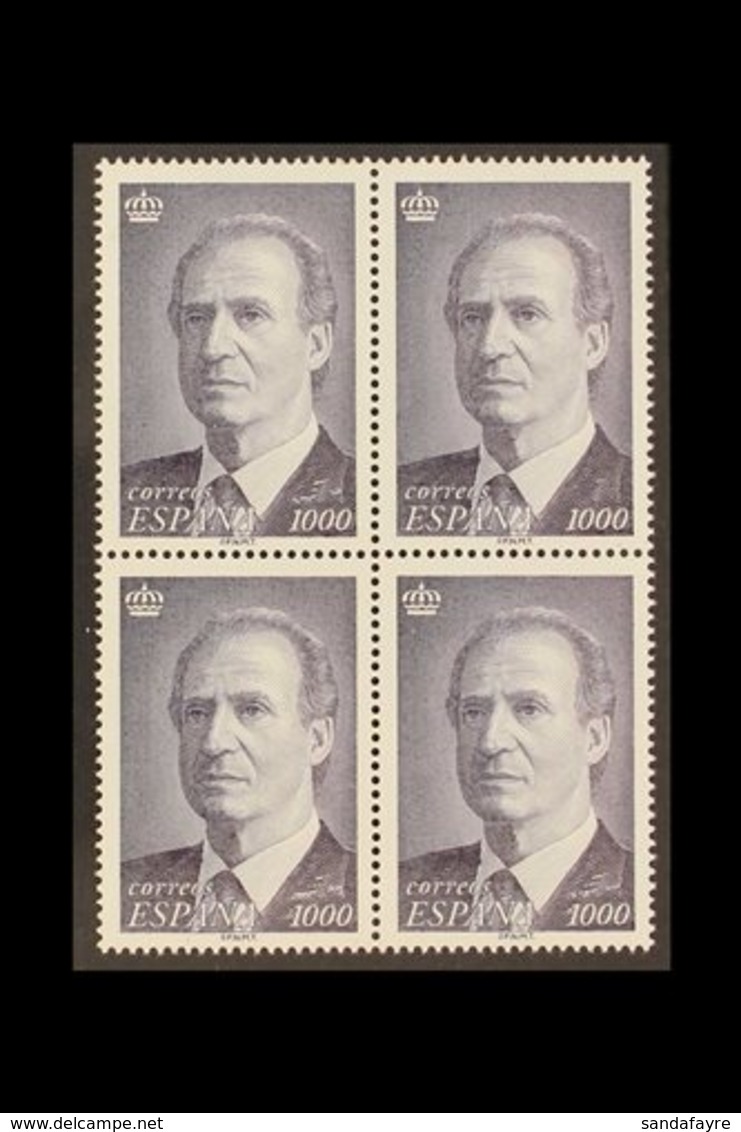 \Y 1995\Y 1000p Slate- Violet Accession Of Juan Carlos I, SG 3361 (Edifil 3403), Never Hinged Mint BLOCK OF FOUR. For Mo - Autres & Non Classés