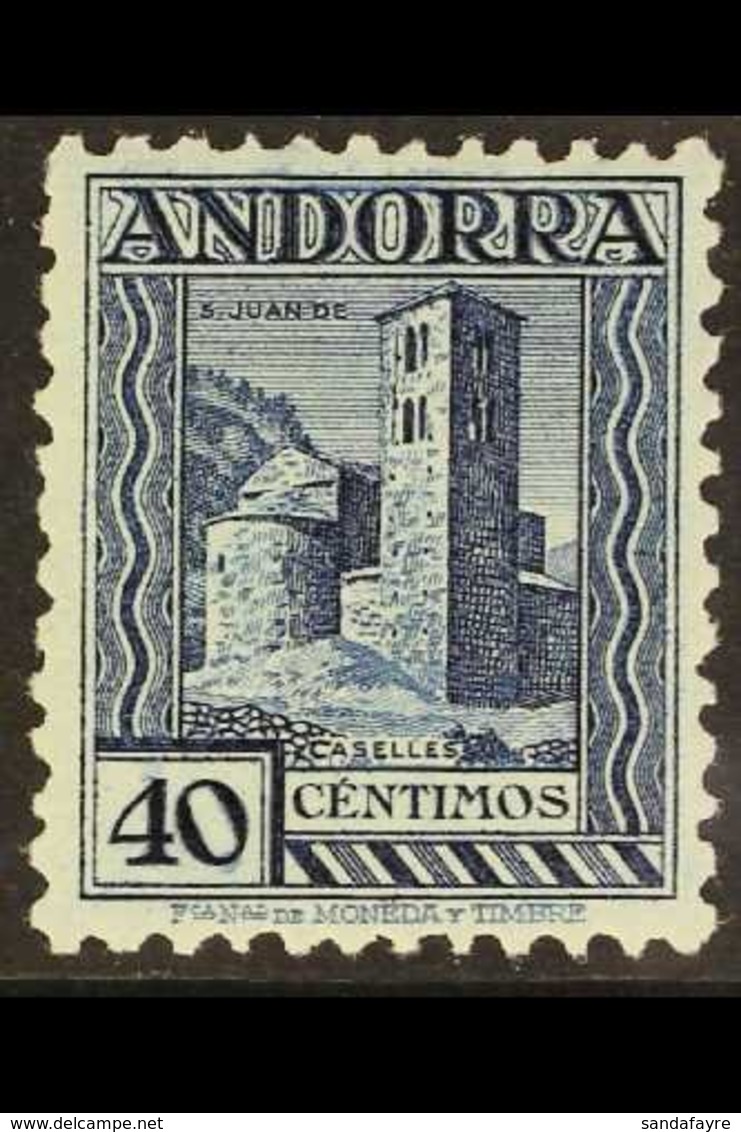 \Y ANDORRA\Y 1935-42 40c Deep Blue Perf 11½, SG 21B (Edifil 37), Never Hinged Mint. Very Scarce, Cat €1300. For More Ima - Other & Unclassified