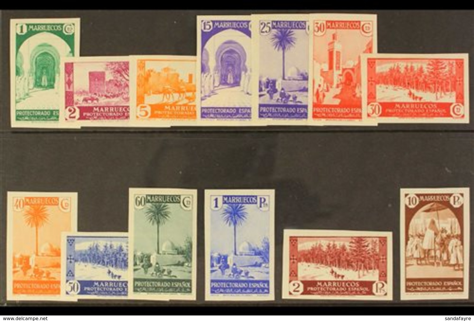 \Y MOROCCO\Y 1935-37 Pictorials IMPERFORATE Complete, As SG 165/170 & 177/183 (Edifil 148/160), Never Hinged Mint. Very  - Sonstige & Ohne Zuordnung