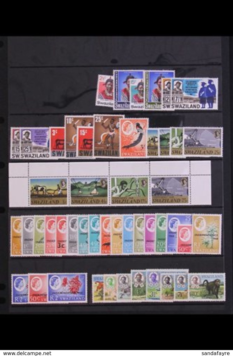 \Y 1967-1977 COMPREHENSIVE NEVER HINGED MINT COLLECTION\Y On Stock Pages, ALL DIFFERENT, Almost Complete For The Period, - Swaziland (...-1967)