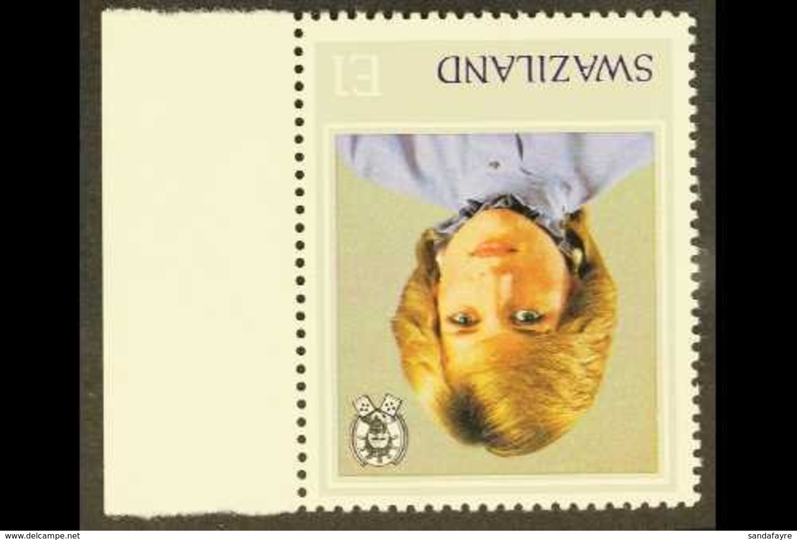 \Y 1982\Y 1e Birthday Of Princess Of Wales WATERMARK INVERTED Variety, SG 407w, Never Hinged Mint Marginal Example, Very - Swaziland (...-1967)