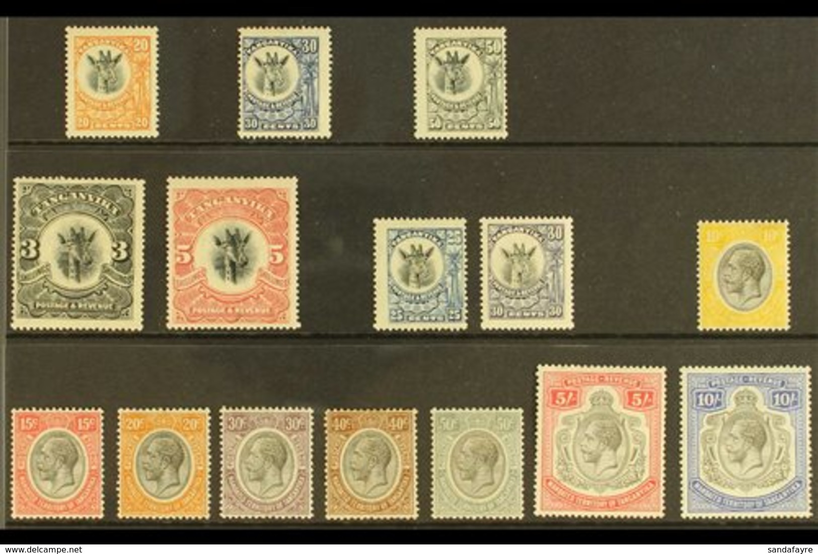 \Y 1922-31 ALL DIFFERENT MINT SELECTION\Y Presented On A Stock Card & Includes 1922-24 "Giraffe" 20c, 30c & 50c, P14 Wmk - Tanganyika (...-1932)