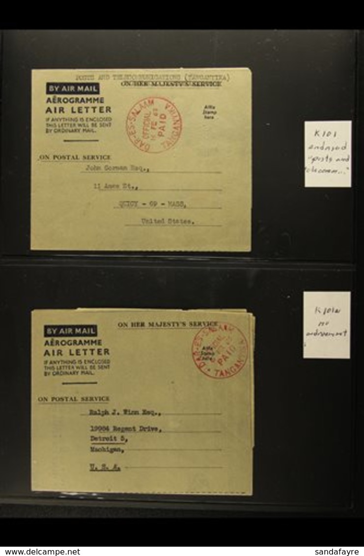 \Y 1963-6 SCARCE OFFICIAL AEROGRAMMES\Y All Different, Complete Collection Of Used (all To USA) Official Air Letters Fro - Tanganyika (...-1932)