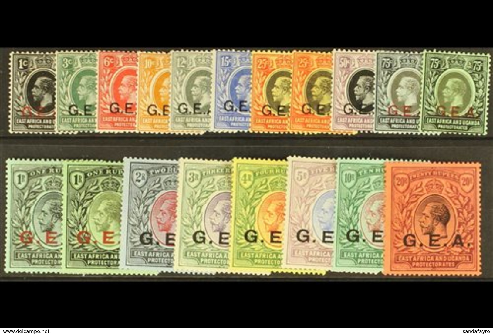 \Y G.E.A.\Y 1917-21 Complete Set, SG 45/61, Plus 25c, 75c And 1r Listed Shades, Fine Mint. (19 Stamps) For More Images,  - Tanganyika (...-1932)