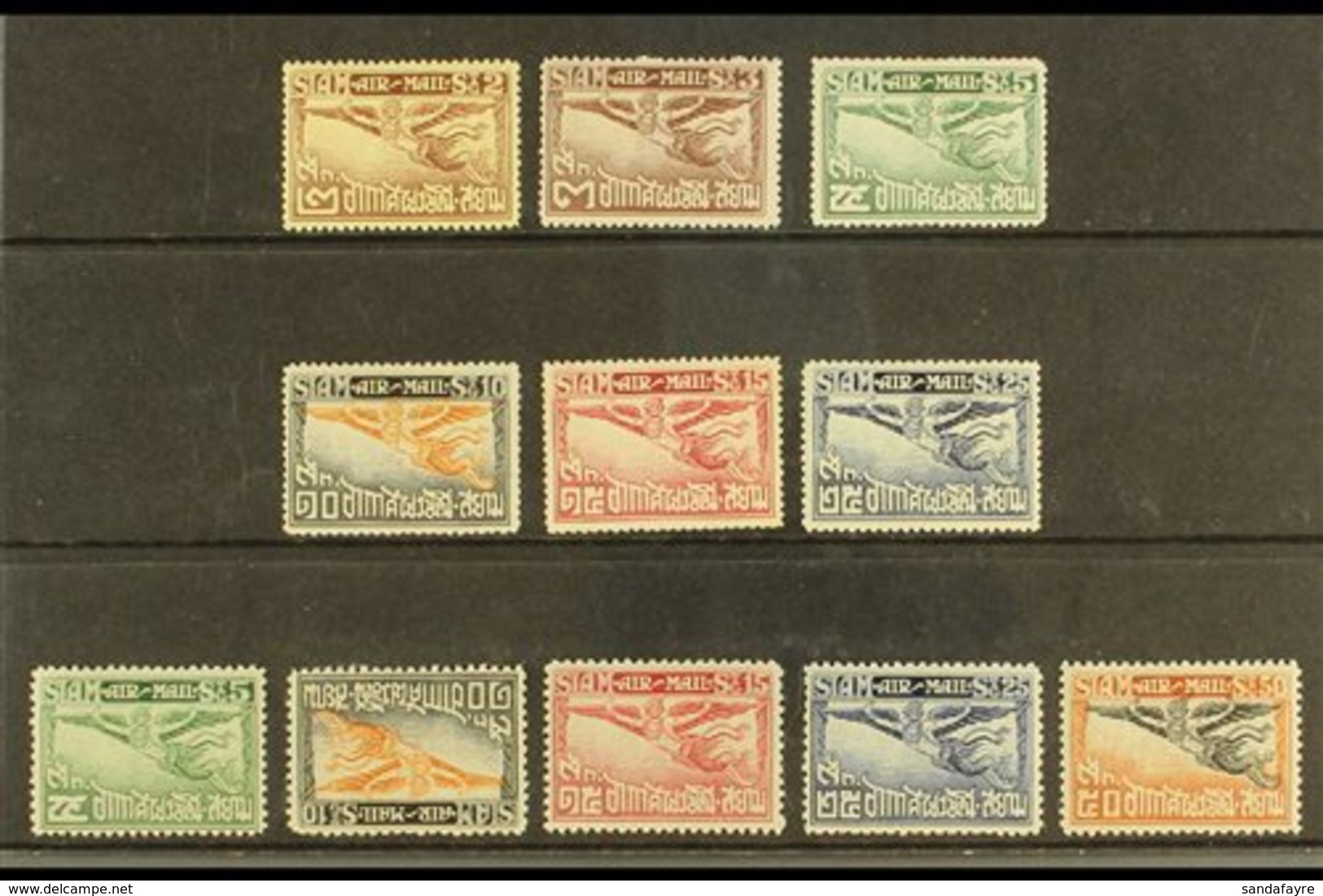 \Y 1925-39\Y Fine Mint Air Post Stamps With 1925 (perf 13½-15) 2s, 3s, 5s, 10s, 15s, And 25s, Plus 1930-37 (perf 12½)5s, - Thailand