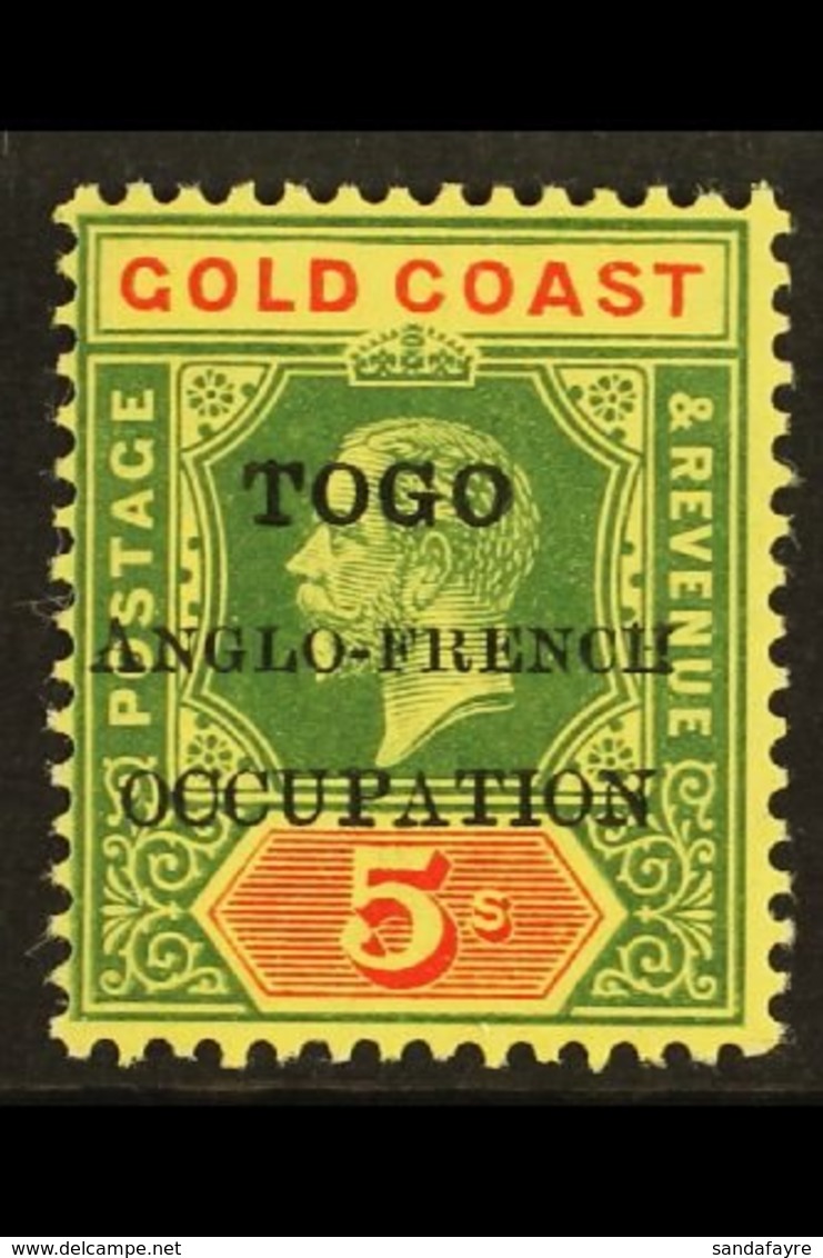 \Y ANGLO-FRENCH OCCUPATION\Y 1915 5s Green & Red On Yellow Overprint On Gold Coast With SMALL "F" IN "FRENCH" Variety, S - Other & Unclassified