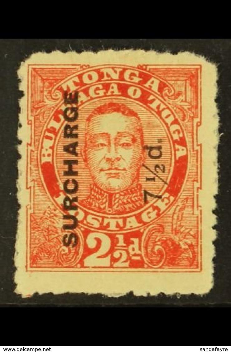 \Y 1895\Y 7½d On 2½d Vermilion, "BU" Joined Variety, SG 31a, Mint. For More Images, Please Visit Http://www.sandafayre.c - Tonga (...-1970)